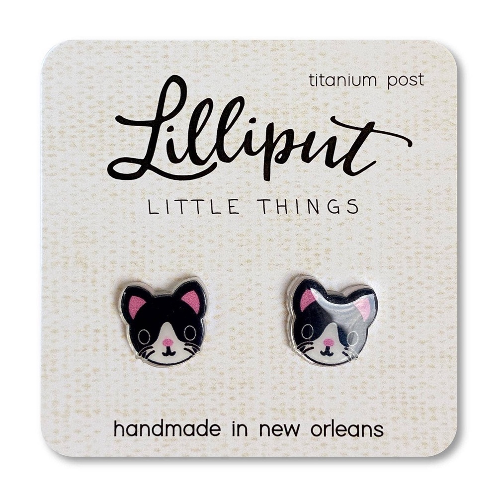 Kitty Cat Earrings (Black &White)